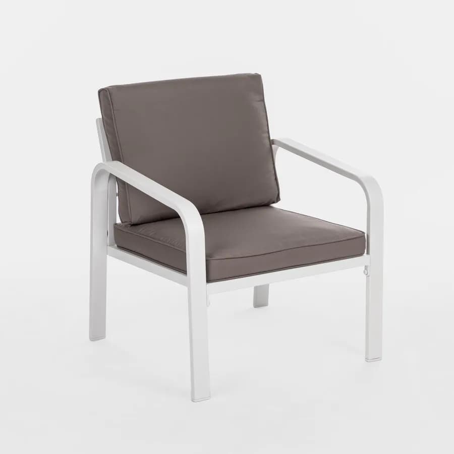 Set relax da giardino in alluminio bianco e cuscini tortora - Persico
