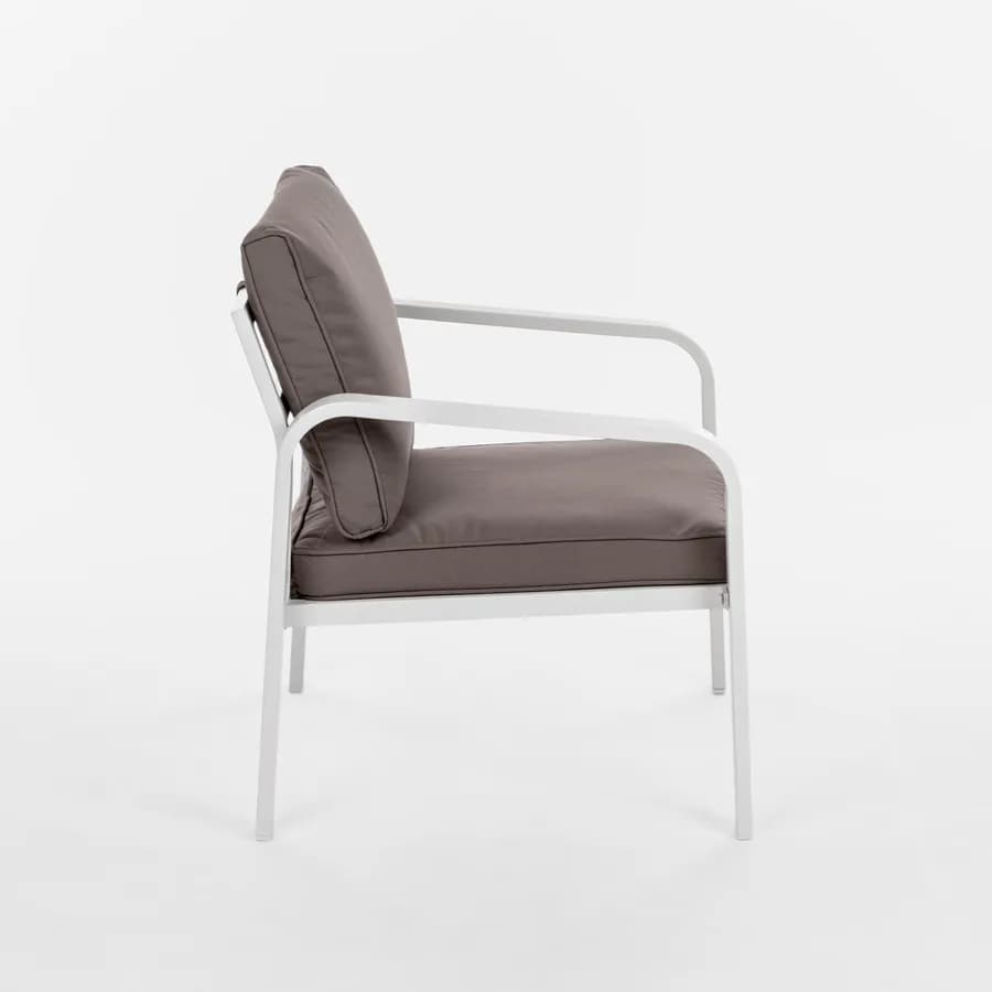 Set relax da giardino in alluminio bianco e cuscini tortora - Persico