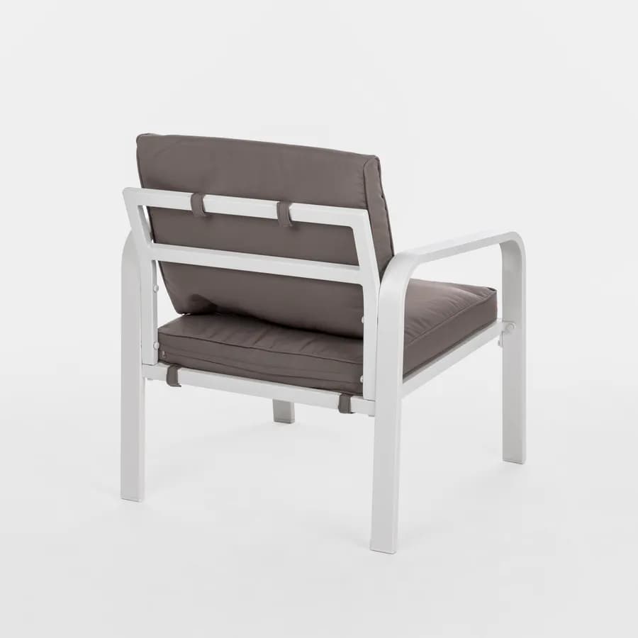 Set relax da giardino in alluminio bianco e cuscini tortora - Persico