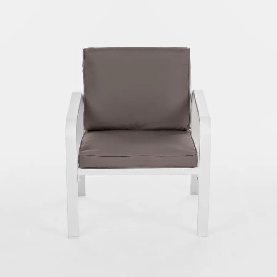 Set relax da giardino in alluminio bianco e cuscini tortora - Persico