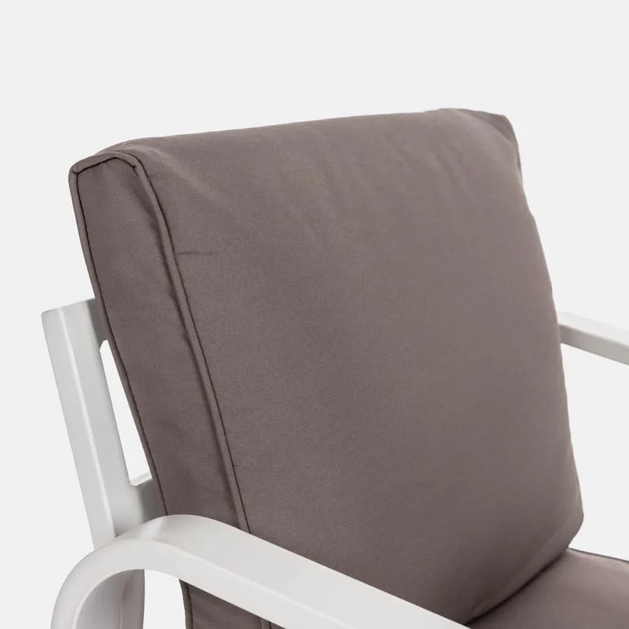 Set relax da giardino in alluminio bianco e cuscini tortora - Persico