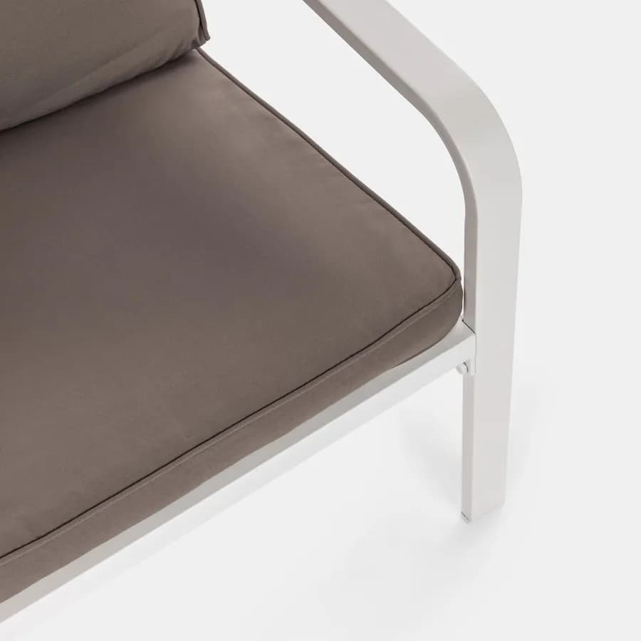 Set relax da giardino in alluminio bianco e cuscini tortora - Persico