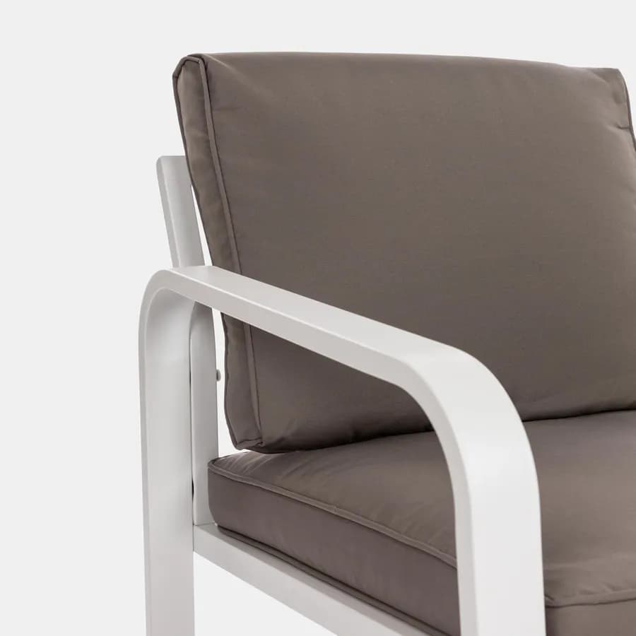 Set relax da giardino in alluminio bianco e cuscini tortora - Persico