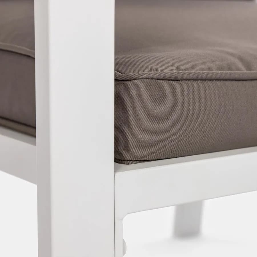 Set relax da giardino in alluminio bianco e cuscini tortora - Persico