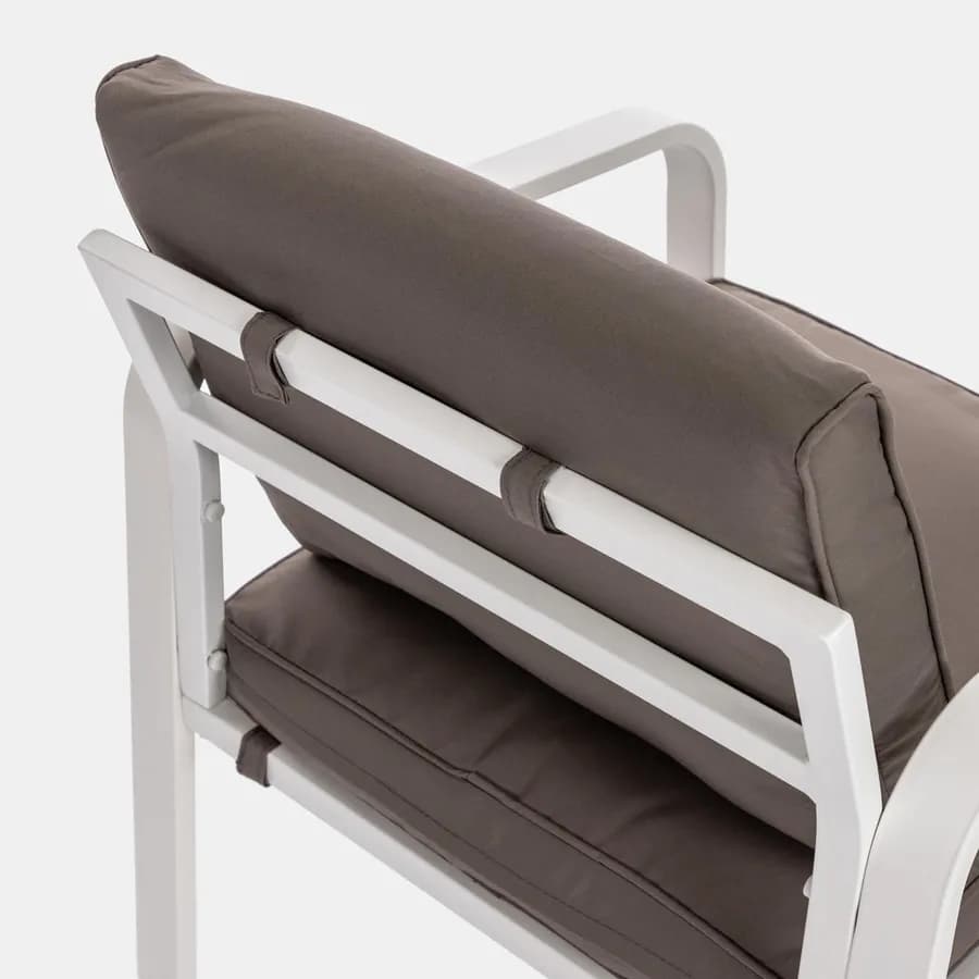 Set relax da giardino in alluminio bianco e cuscini tortora - Persico