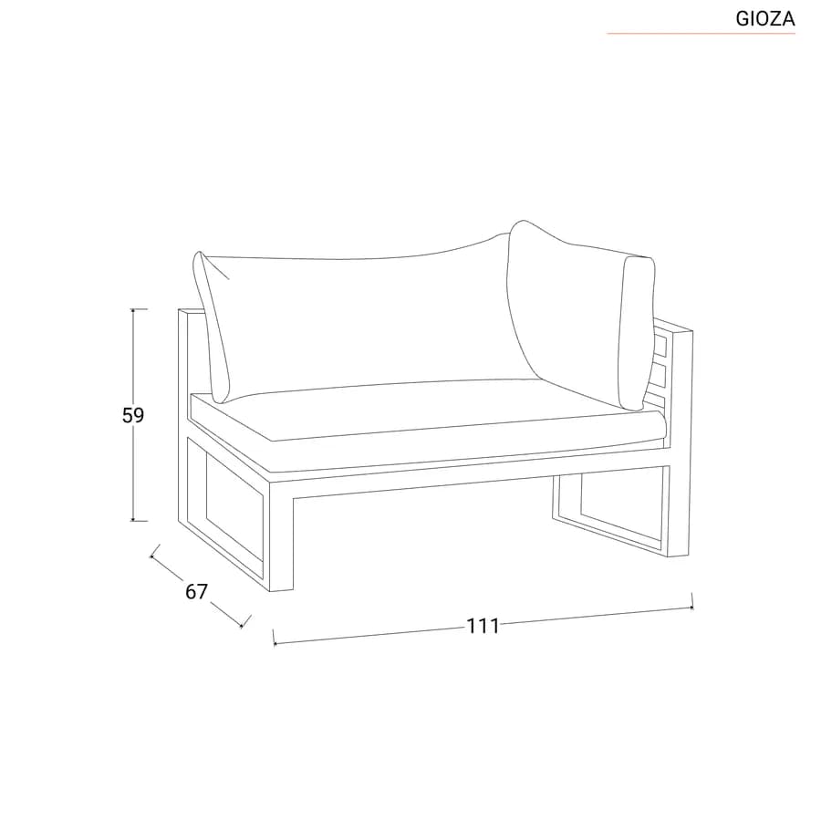 Set relax da giardino modulare in alluminio antracite con cuscini grigi - Gioza