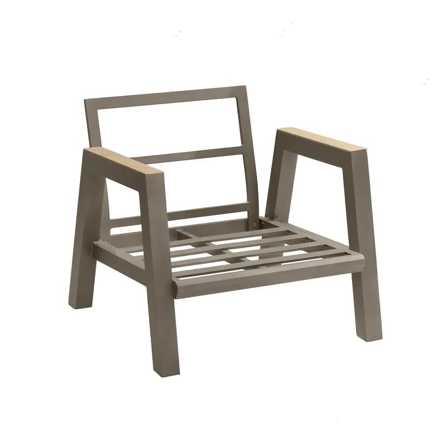 Set relax divano 2 poltrona e tavolino in alluminio marrone con cuscini beige - Jalime
