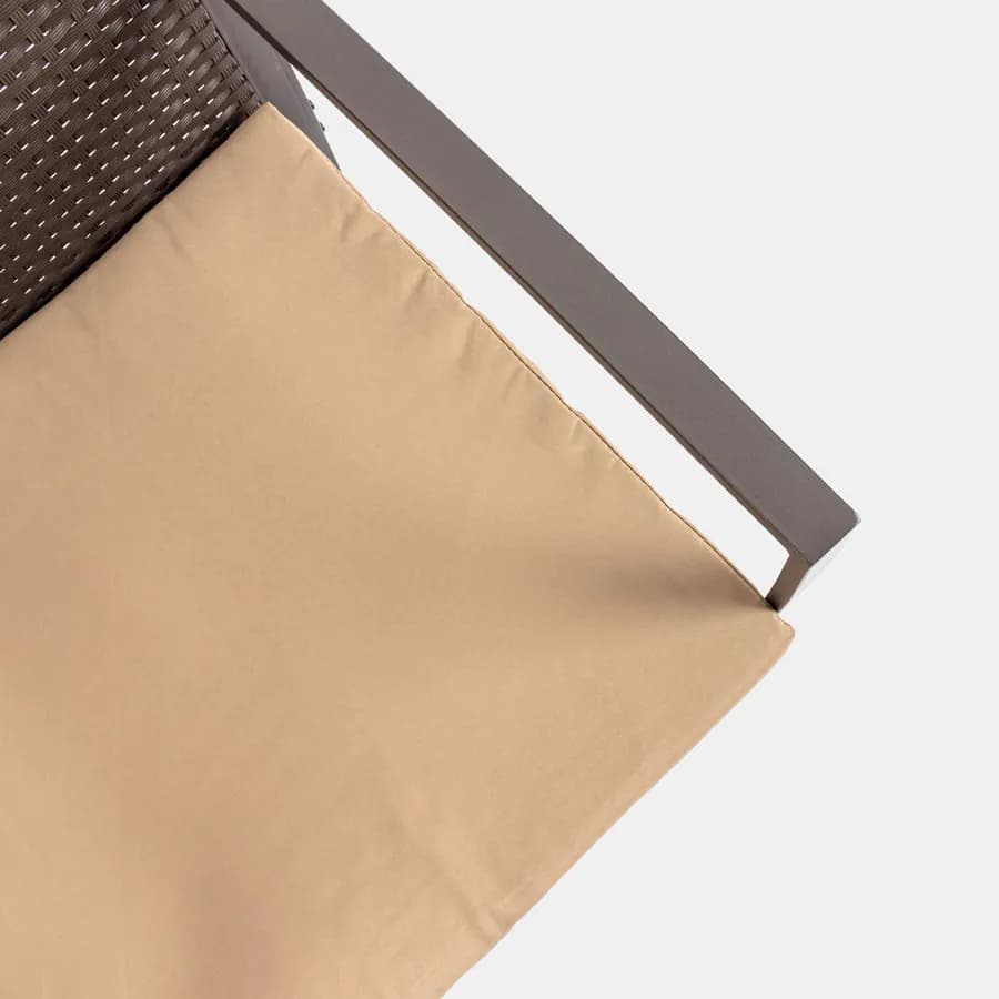 Set relax divano 2 poltrone e tavolino in polyrattan e acciaio marrone – Jerez