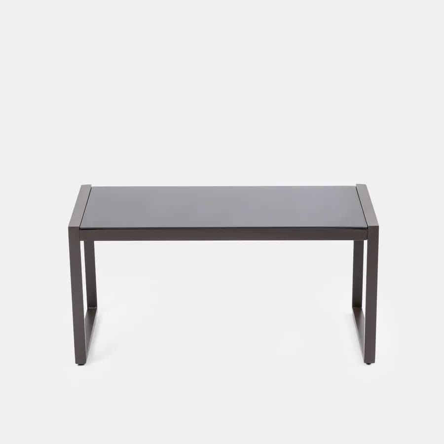 Set relax divano 2 poltrone e tavolino in polyrattan e acciaio marrone – Jerez