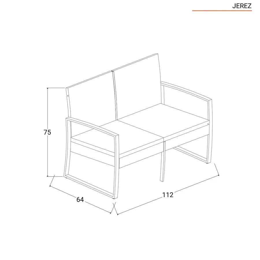 Set relax divano 2 poltrone e tavolino in polyrattan e acciaio marrone – Jerez