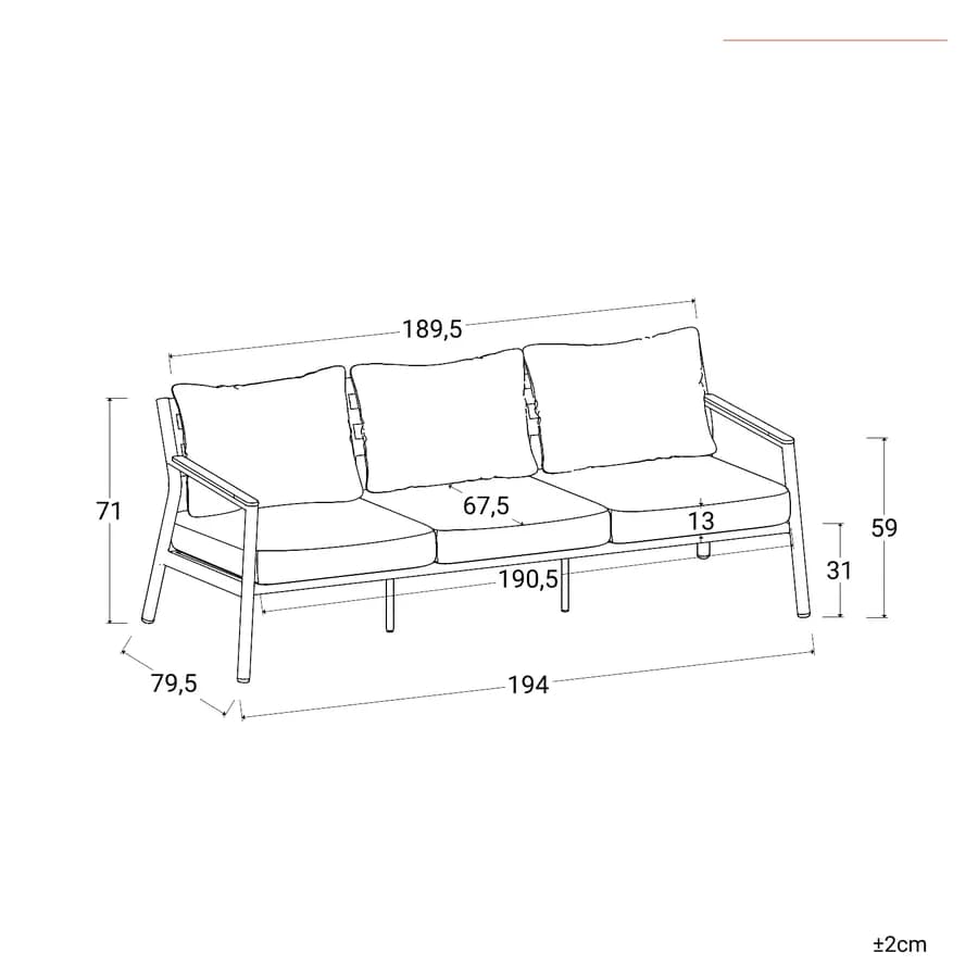 Set relax divano 3 posti due poltrone e tavolino in alluminio grigio con cuscini beige - Mibald