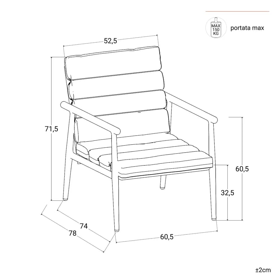 Set relax divano due poltrone e tavolino in alluminio grigio opaco con cuscini - Elyzor