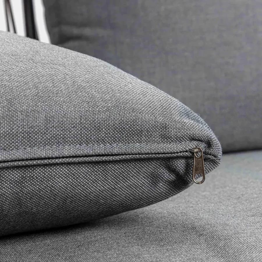 Set relax divano pouf e 2 tavolini in acciaio e polyrattan grigio - Klaus