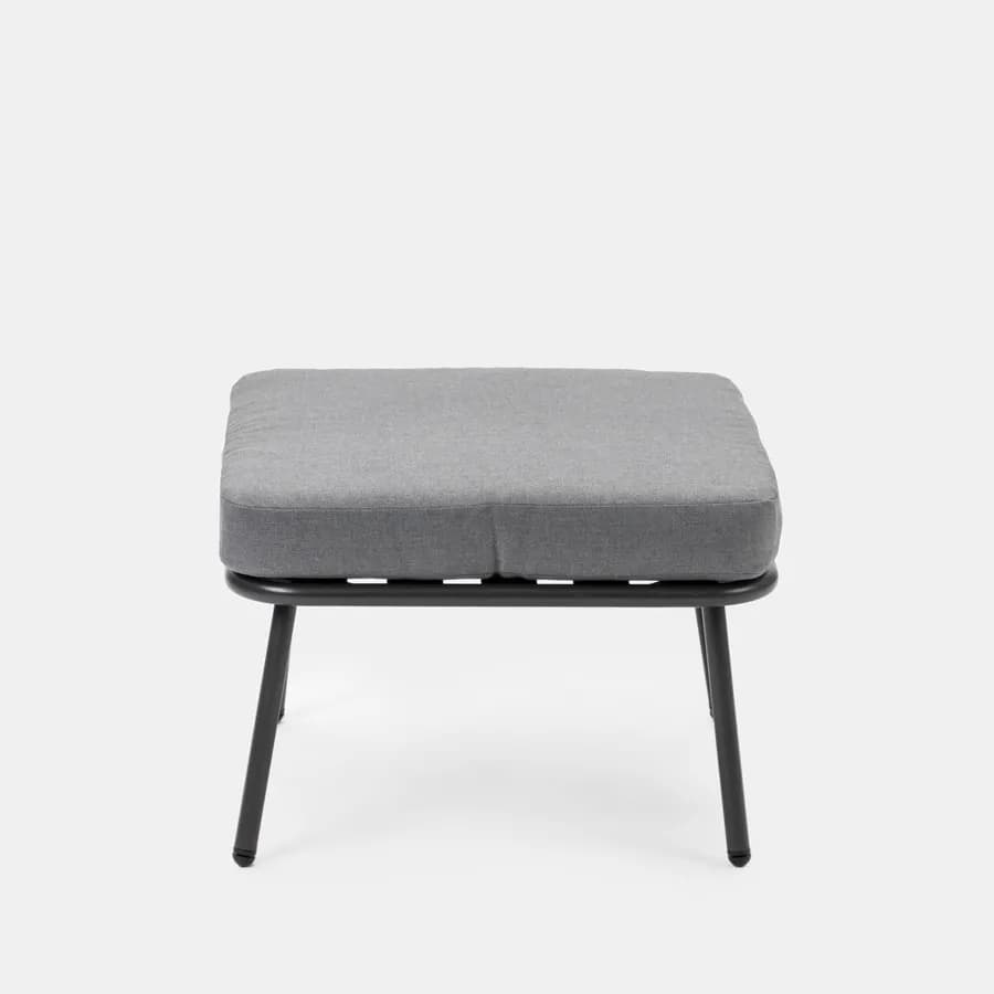 Set relax divano pouf e 2 tavolini in acciaio e polyrattan grigio - Klaus