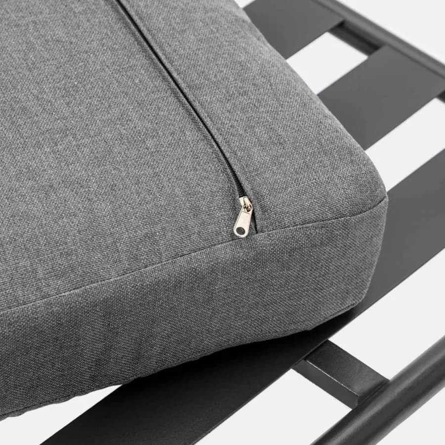 Set relax divano pouf e 2 tavolini in acciaio e polyrattan grigio - Klaus
