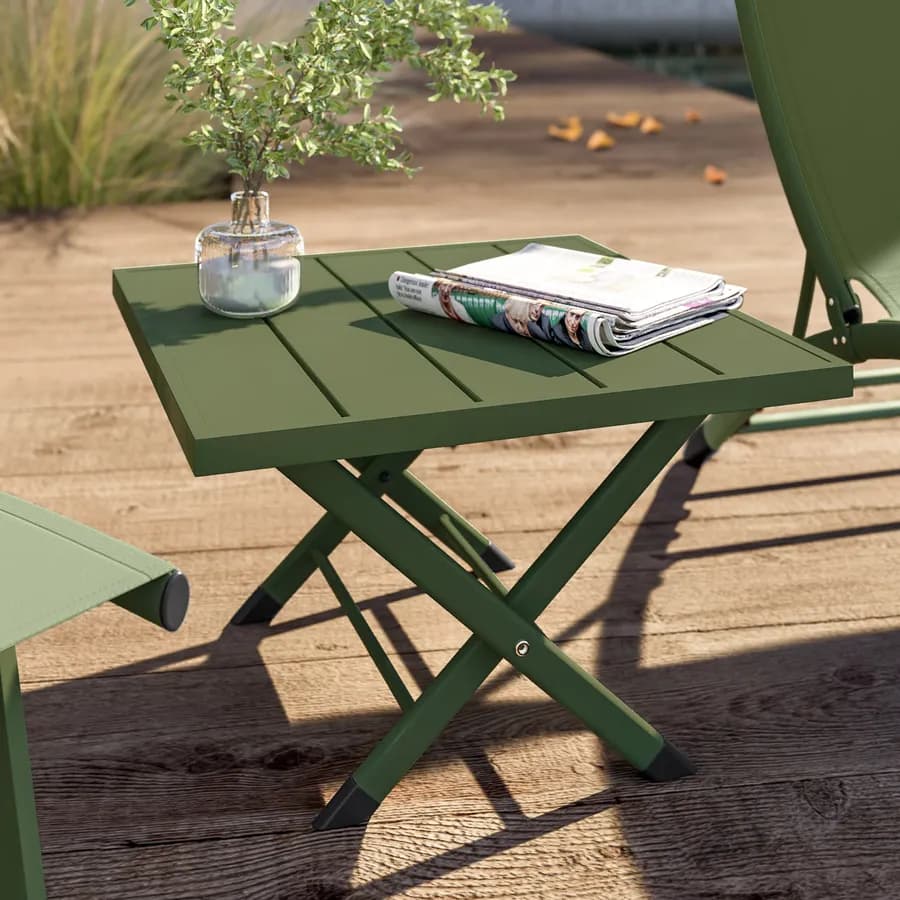 Set relax due poltrone in textilene e tavolino da caffè 44x43 cm in alluminio verde foresta - Jonit