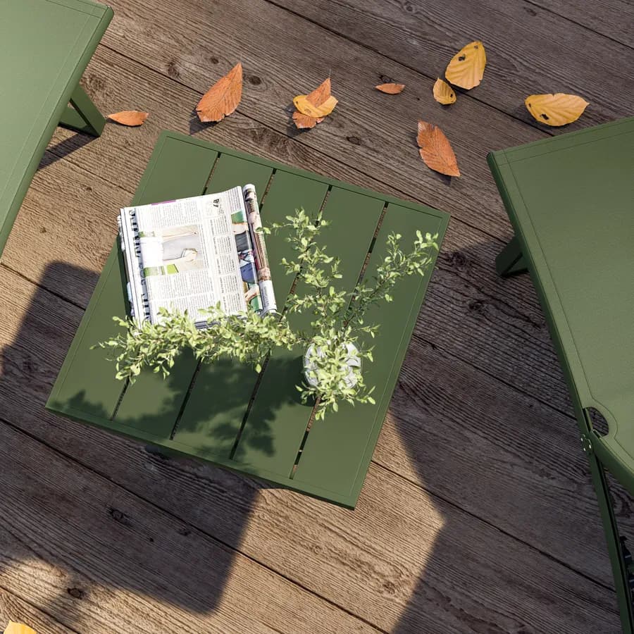 Set relax due poltrone in textilene e tavolino da caffè 44x43 cm in alluminio verde foresta - Jonit