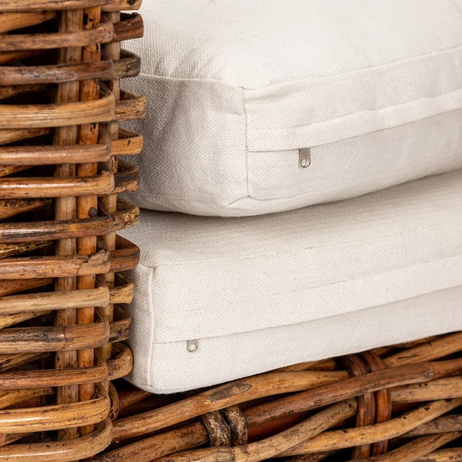 Set relax giardino con divano e tavolino 100x60 cm in rattan naturale - Daril
