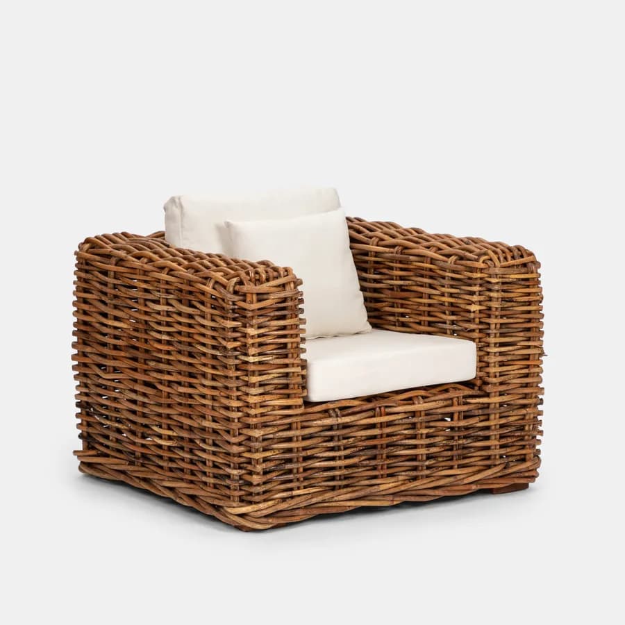 Set relax giardino con divano e tavolino 100x60 cm in rattan naturale - Daril