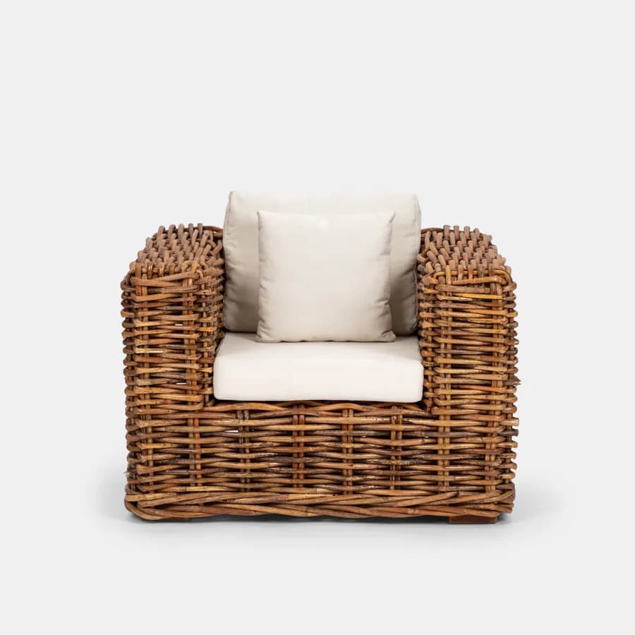Set relax giardino con divano e tavolino 100x60 cm in rattan naturale - Daril