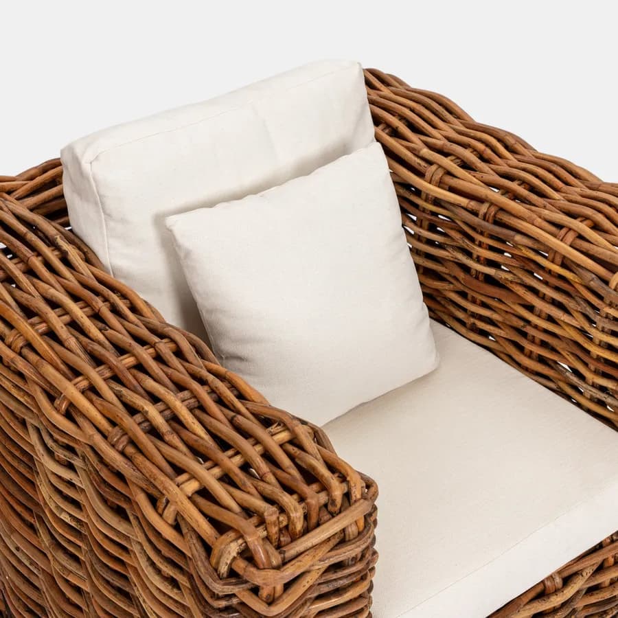 Set relax giardino con divano e tavolino 100x60 cm in rattan naturale - Daril
