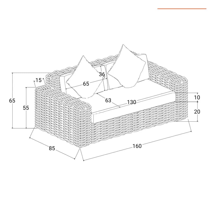 Set relax giardino con divano e tavolino 100x60 cm in rattan naturale - Daril