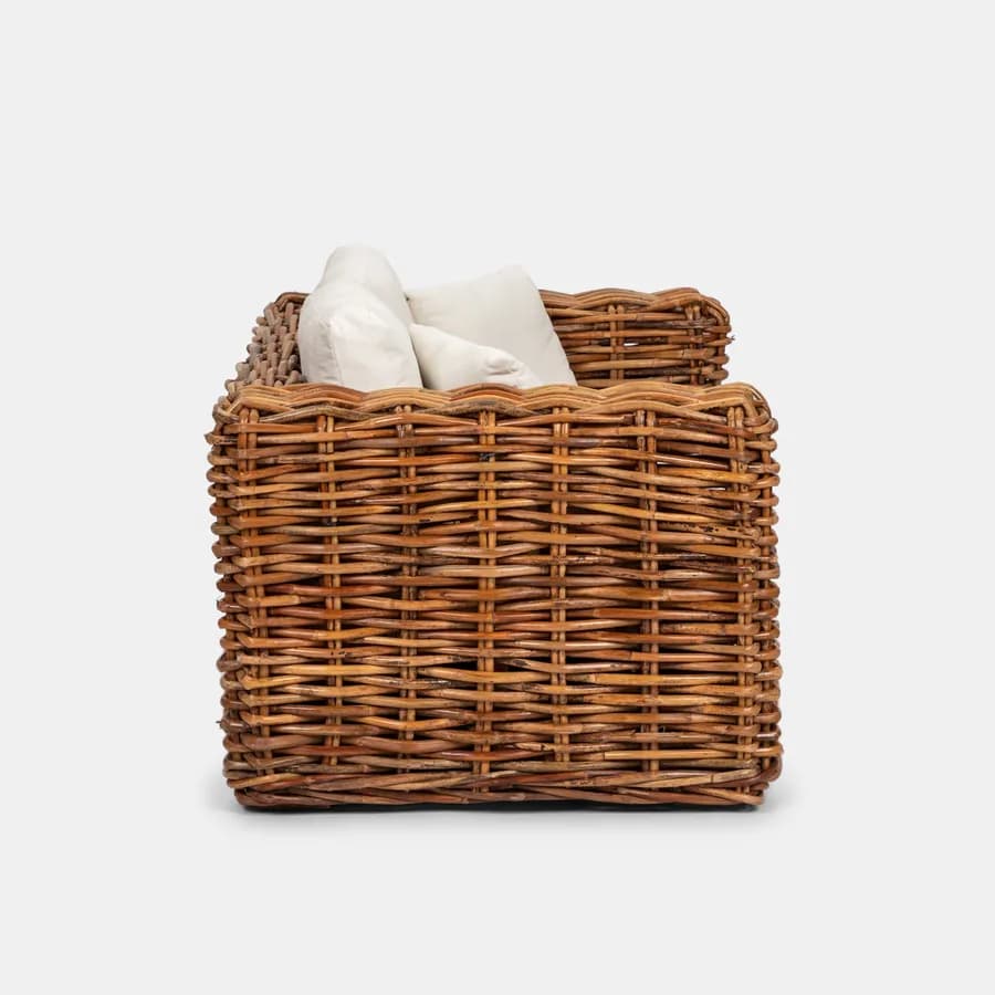 Set relax giardino con divano e tavolino 100x60 cm in rattan naturale - Daril