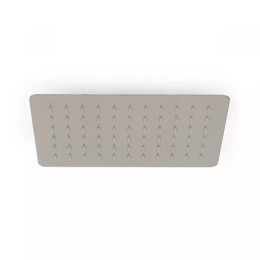Set soffione ultraslim 25x15 cm con braccio doccia a gomito 35 cm spazzolato