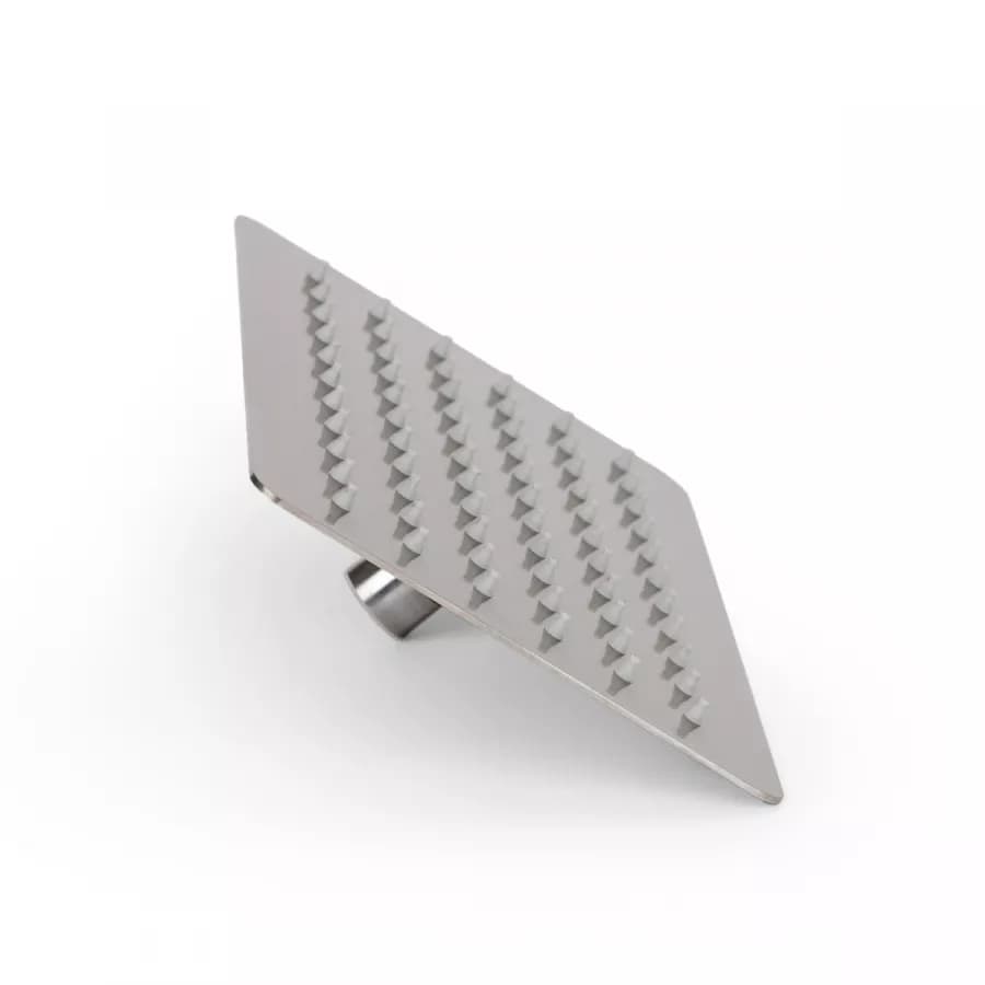 Set soffione ultraslim 25x15 cm con braccio doccia a gomito 35 cm spazzolato