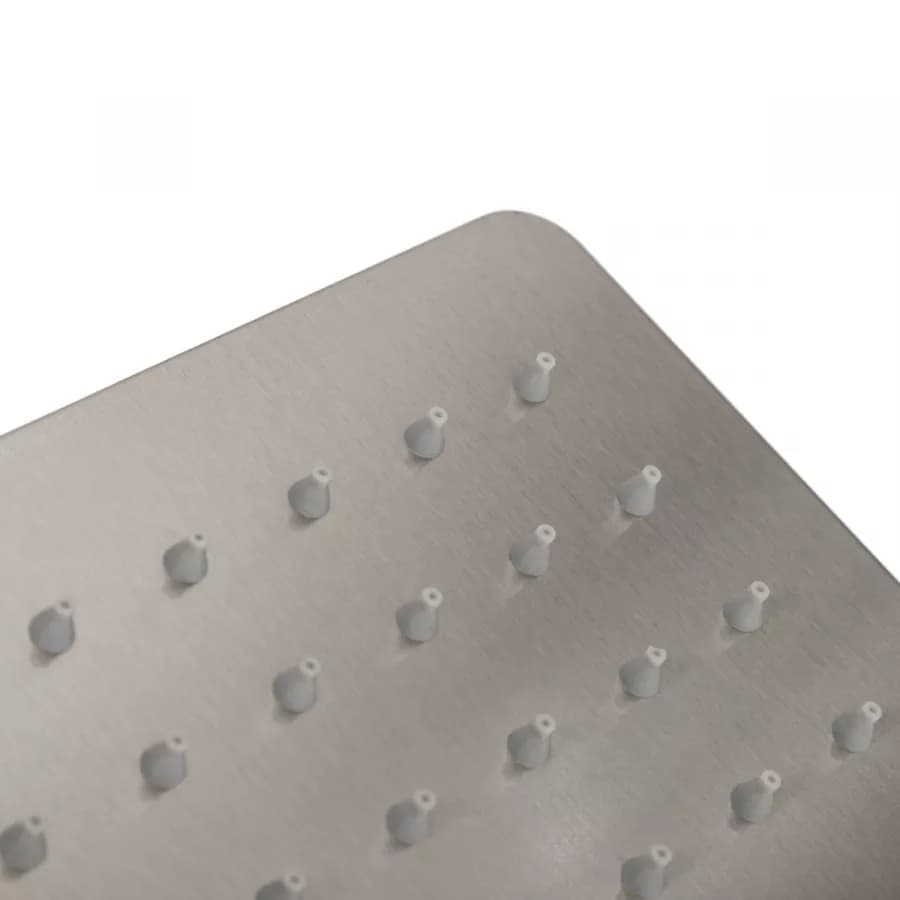 Set soffione ultraslim 25x15 cm con braccio doccia a gomito 35 cm spazzolato