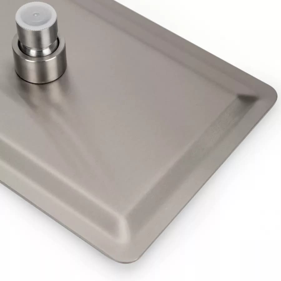 Set soffione ultraslim 25x15 cm con braccio doccia a gomito 35 cm spazzolato