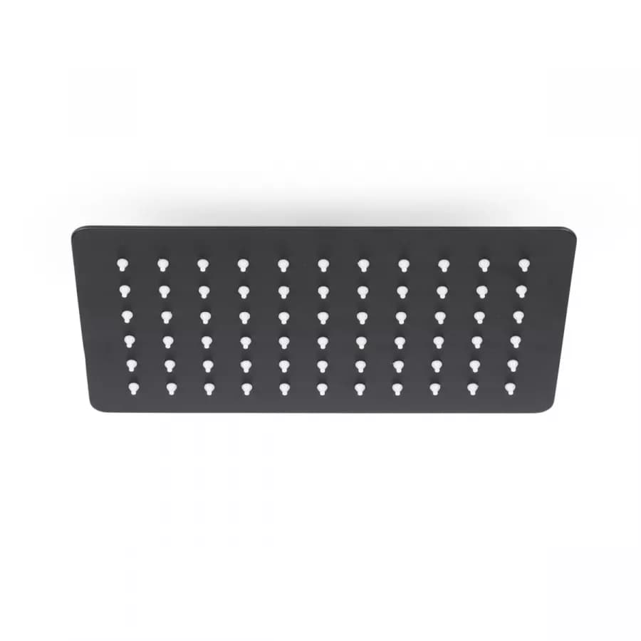 Set soffione ultraslim 25x15 cm con braccio doccia a gomito 35 cm nero opaco