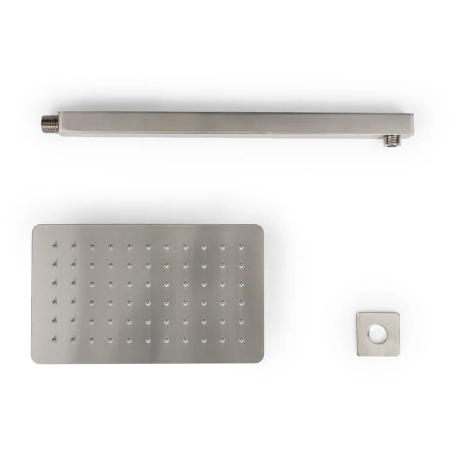 Set soffione ultraslim 25x15 cm con braccio quadrato 40 cm spazzolato