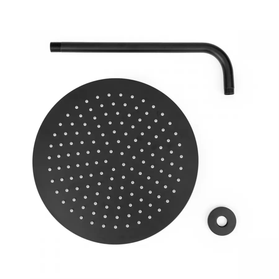 Set soffione ultraslim 30 cm con braccio doccia 35 cm nero opaco
