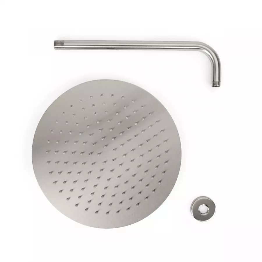 Set soffione ultraslim 30 cm con braccio doccia 35 cm spazzolato