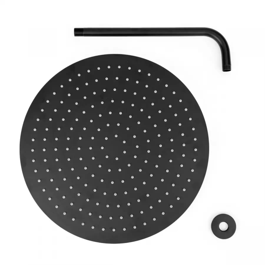 Set soffione ultraslim 40 cm con braccio doccia 35 cm nero opaco