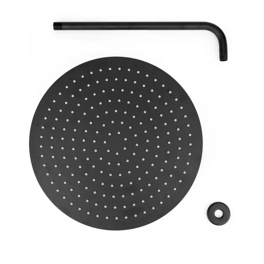 Set soffione ultraslim 40 cm con braccio doccia 40 cm nero opaco