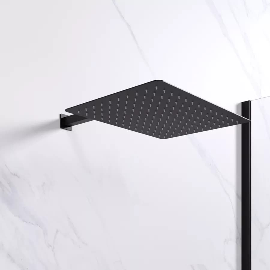 Set soffione ultraslim 40x30 cm con braccio doccia 40 cm nero opaco