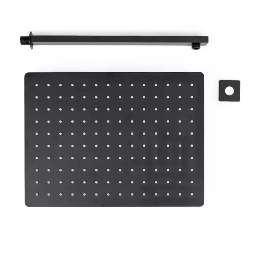 Set soffione ultraslim 40x30 cm con braccio doccia 40 cm nero opaco