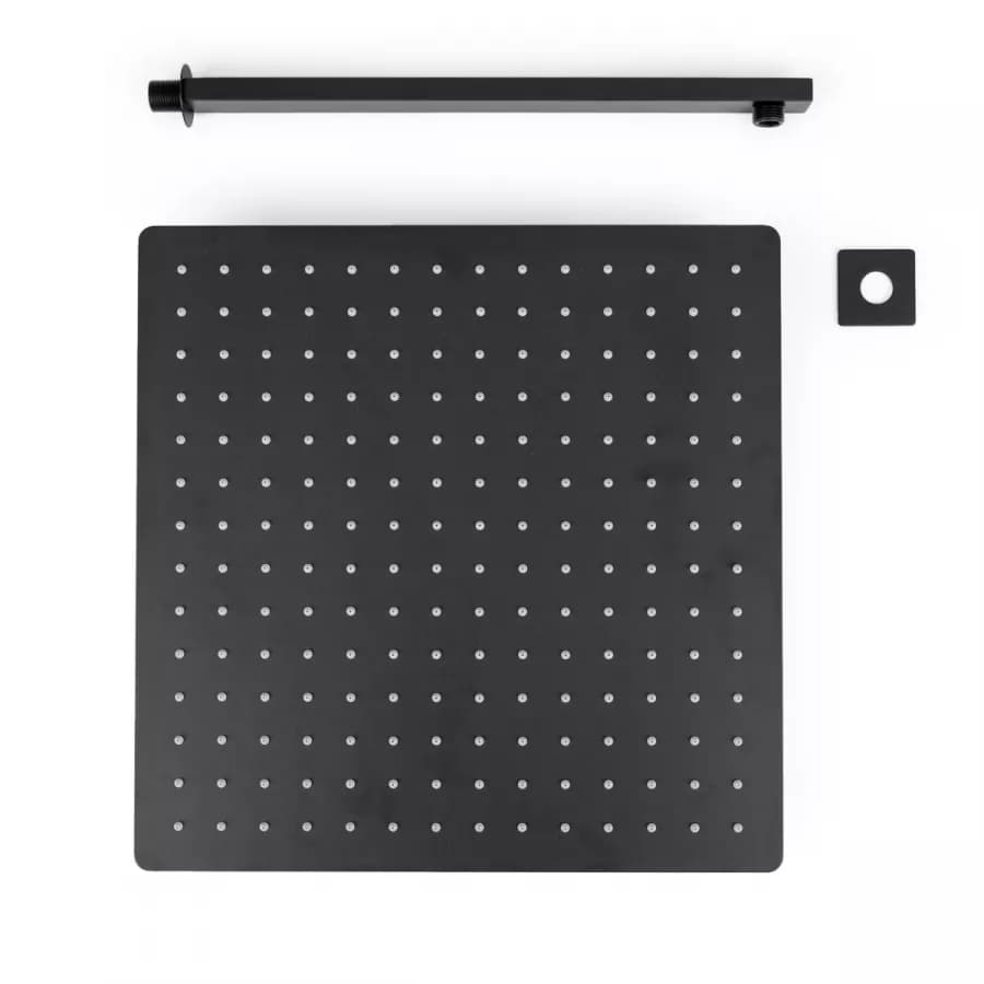 Set soffione ultraslim 40x40 cm con braccio doccia 40 cm nero opaco