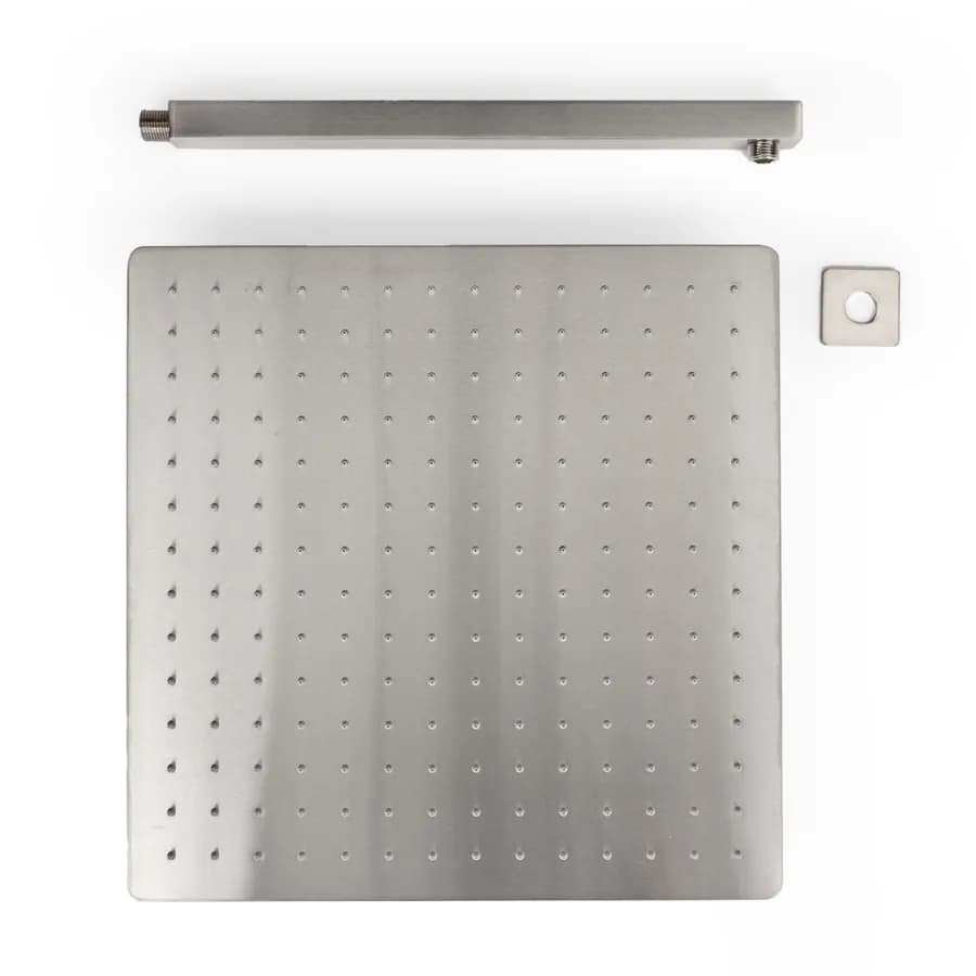 Set soffione ultraslim 40x40 cm con braccio quadrato 40 cm spazzolato