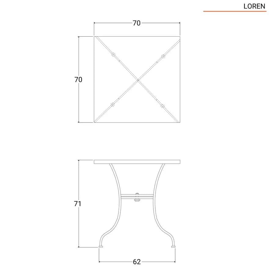 Set bistrot tavolo 70x70 cm e 2 sedie con braccioli in metallo tortora - Loren