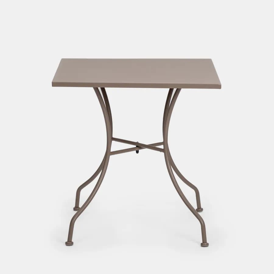 Set bistrot tavolo 70x70 cm e 2 sedie con braccioli in metallo tortora - Loren