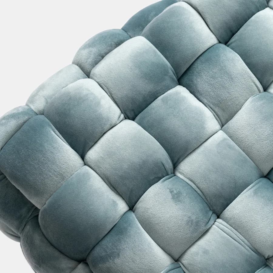 Sgabello 38x41h cm in velluto intrecciato carta da zucchero con gambe in metallo oro - Jagger