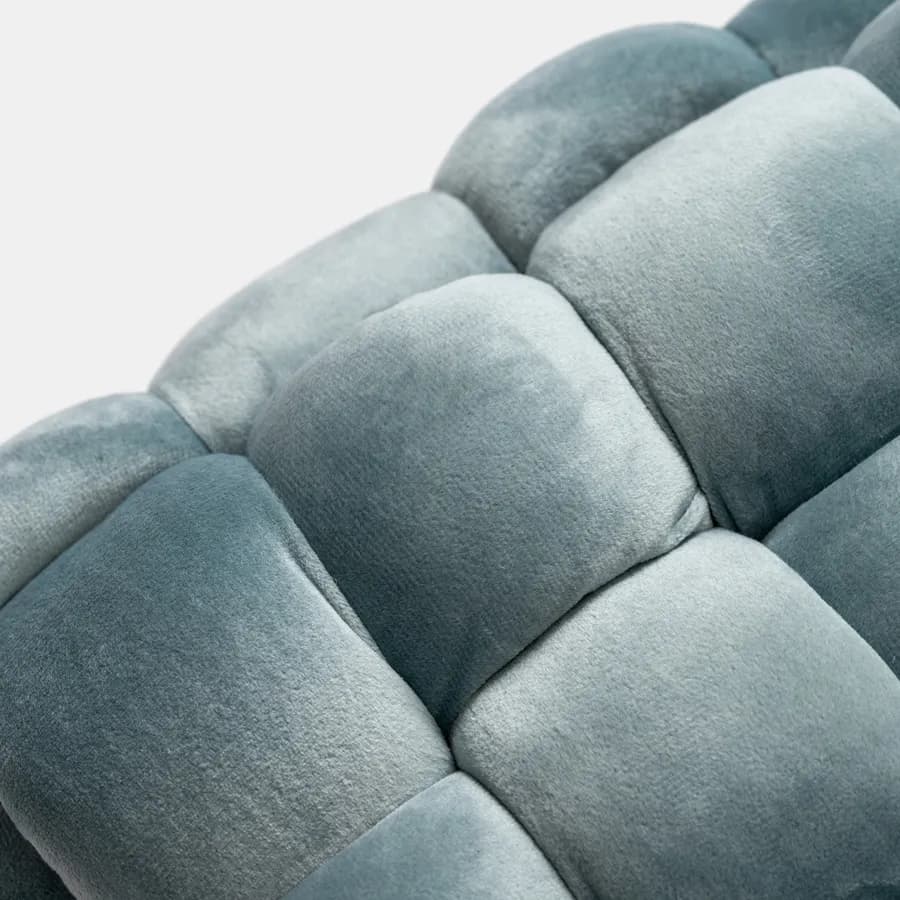 Sgabello 38x41h cm in velluto intrecciato carta da zucchero con gambe in metallo oro - Jagger