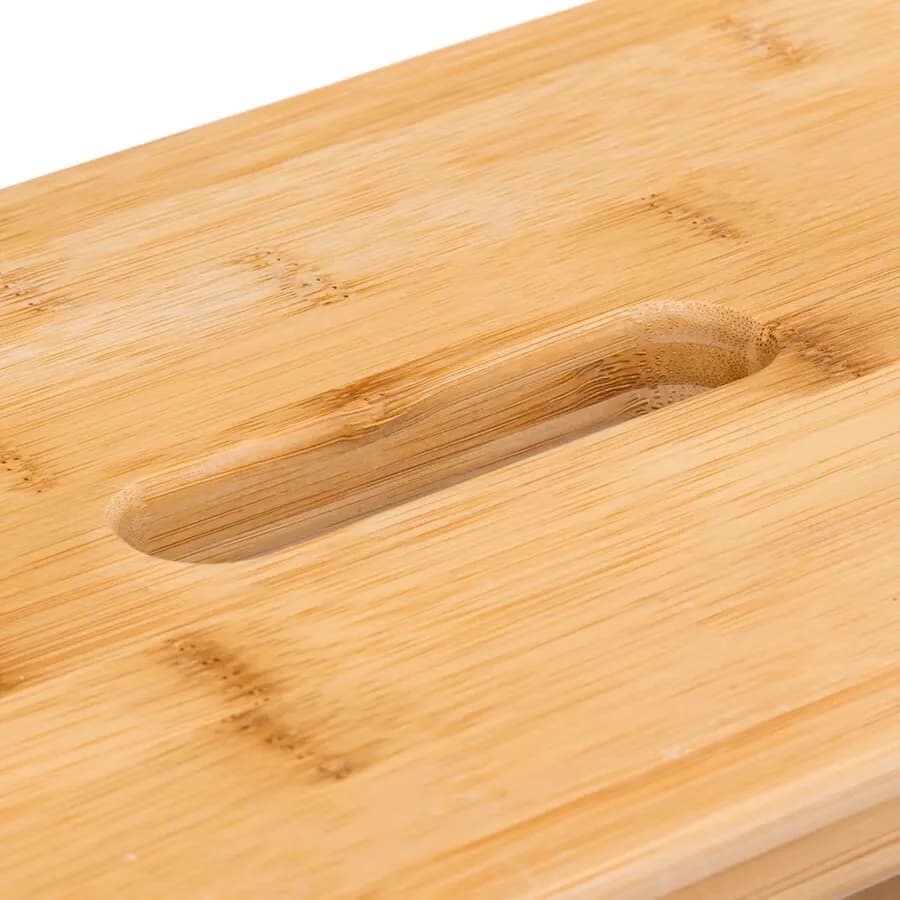 Sgabello 64h cm in legno di bambù naturale con due ripiani