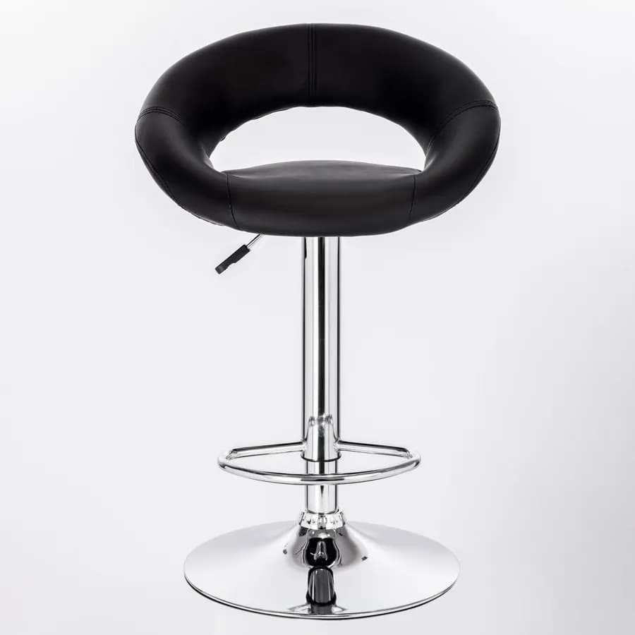 Sgabello in similpelle nera con base cromata - Sveva
