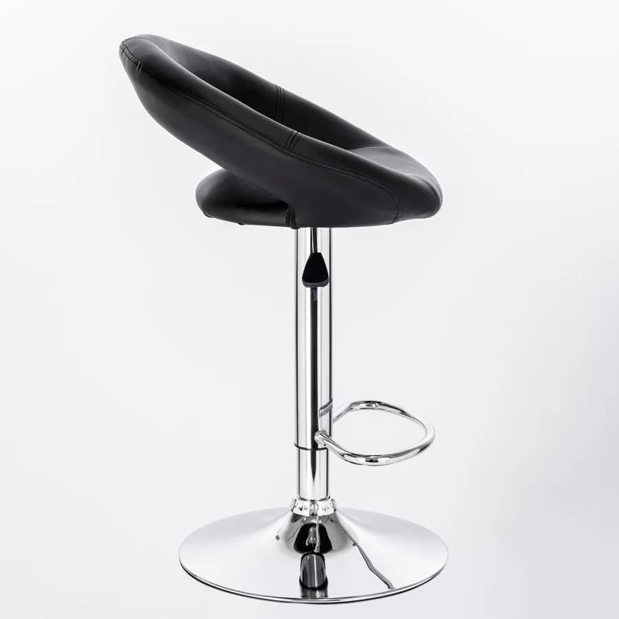 Sgabello in similpelle nera con base cromata - Sveva