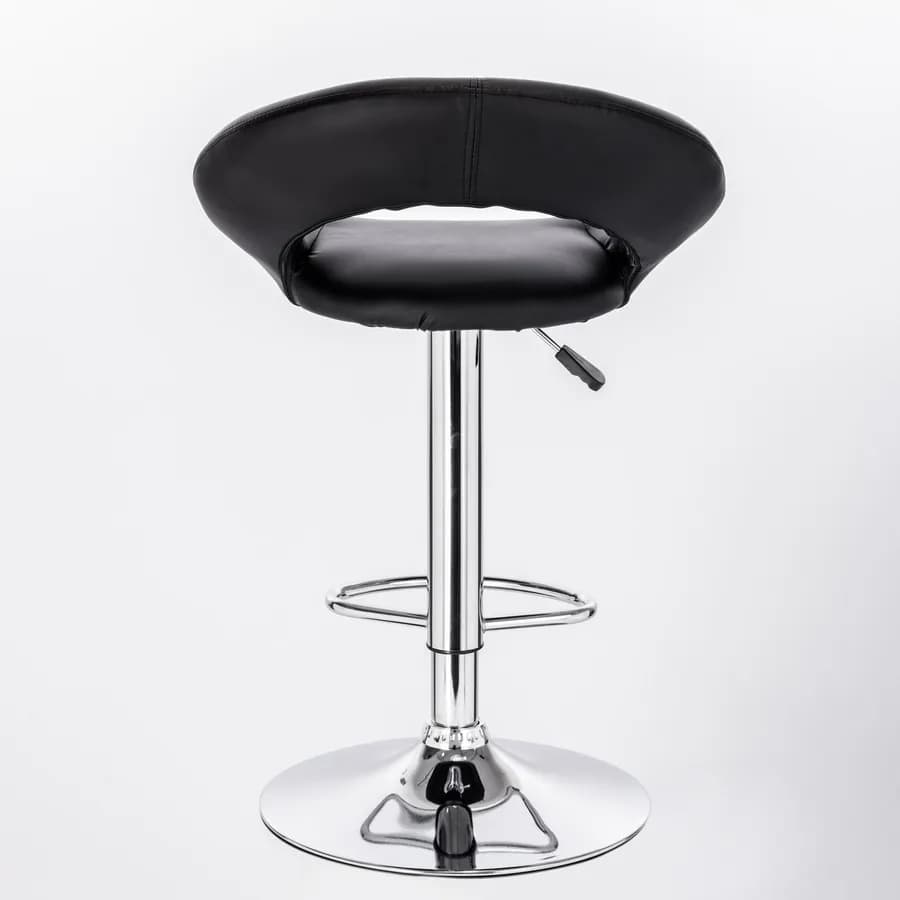 Sgabello in similpelle nera con base cromata - Sveva