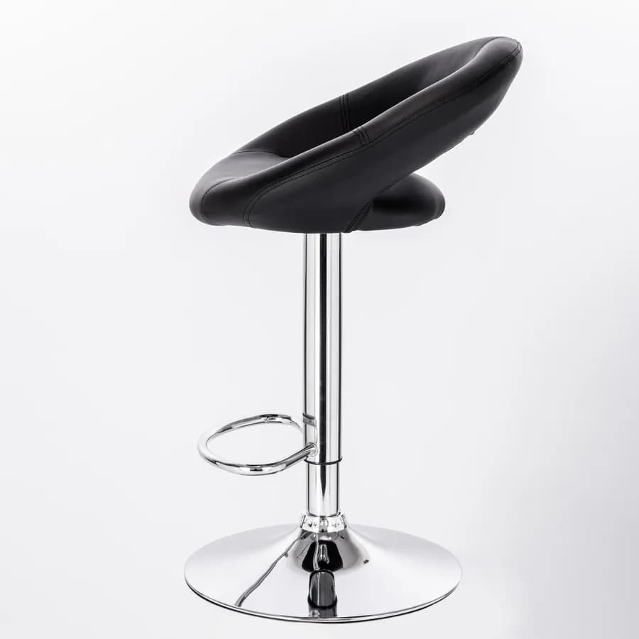 Sgabello in similpelle nera con base cromata - Sveva